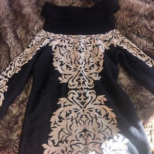 I-N-C Medium Sized Black & Gold Turtleneck Sweater